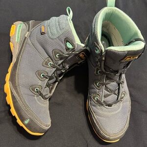 Gray and Teal Hiking Boots